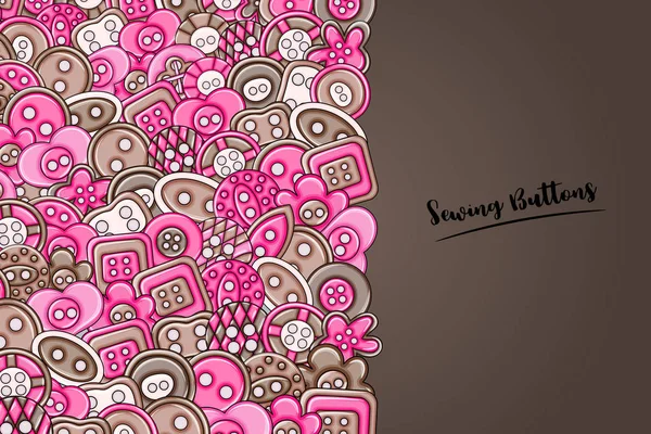 Dikiş düğmeleri el yapımı craft kavramı. 3D çizgi film doodle backgro