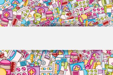 3d karikatür tarzı sağlık kavram. Arka plan tasarım doodle