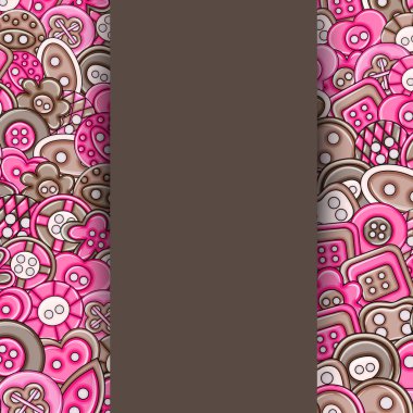 Dikiş düğmeleri el yapımı craft kavramı. 3D çizgi film doodle backgro