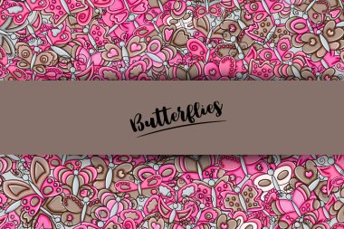 Kelebekler yaz kavram 3d çizgi film doodle arka plan desig olarak