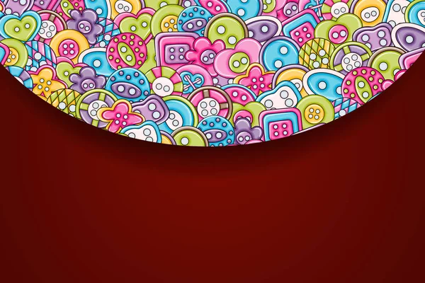 Dikiş düğmeleri el yapımı craft kavramı. 3D çizgi film doodle backgro