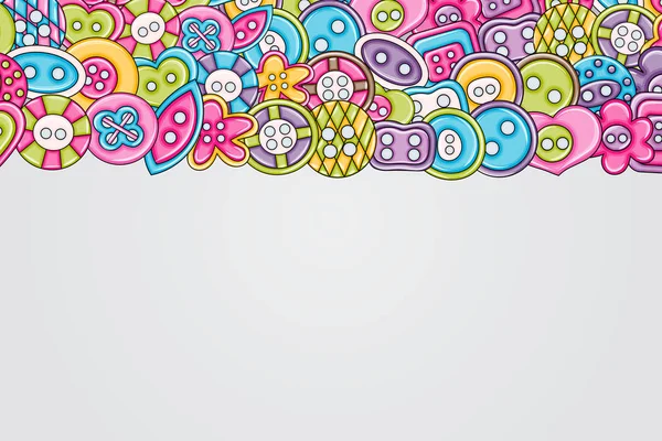 Dikiş düğmeleri el yapımı craft kavramı. 3D çizgi film doodle backgro