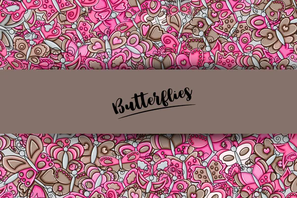 Kelebekler yaz kavram 3d çizgi film doodle arka plan desig olarak