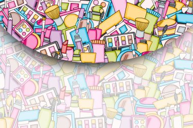 Makyaj çizgi film doodle tasarlamak zemin. Şirin arka plan kavramı f