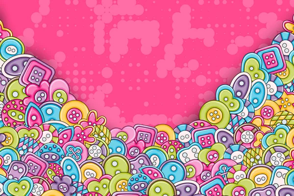 Dikiş düğmeleri el yapımı craft kavramı. 3D çizgi film doodle backgro