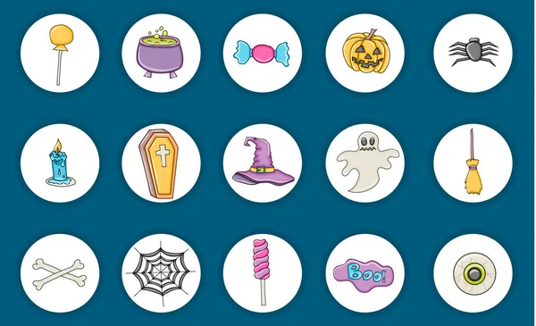 Halloween pictogrammen. Vakantie ontwerp stickers. — Stockvector
