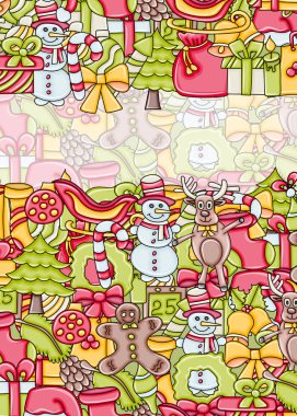 Noel arka plan metin için yer ile. Bir tebrik kartı, el ilanı veya broşür için. Elle çizilmiş karikatür tarzı doodle