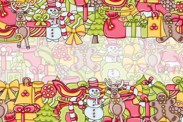 Noel arka plan metin için yer ile. Bir tebrik kartı, el ilanı veya broşür için. Elle çizilmiş karikatür tarzı doodle