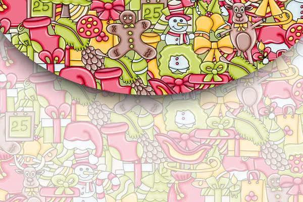 Noel arka plan metin için yer ile. Bir tebrik kartı, el ilanı veya broşür için. Elle çizilmiş karikatür tarzı doodle