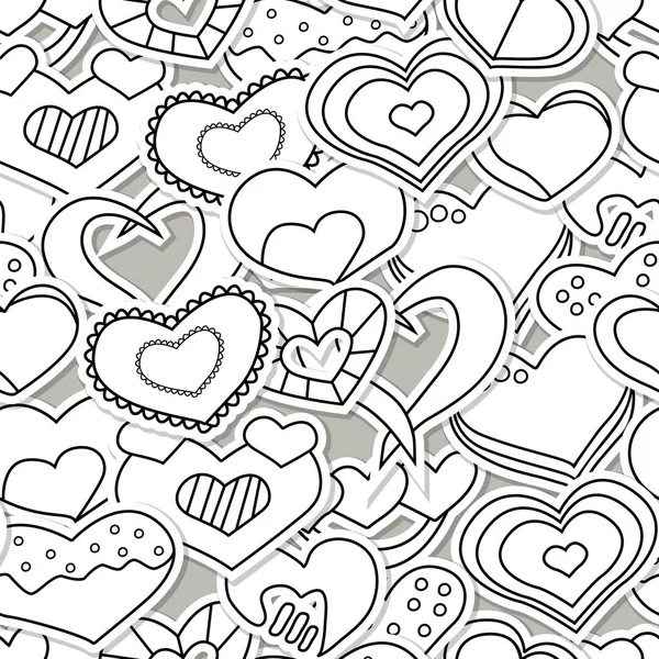 Valentine Day Seamless Pattern Black White Hearts Vector Illustration — Stock Vector