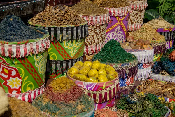 Przyprawy Przyprawy Przyprawy Owoce Morza Wschodnim Bazarze Egipskim — Zdjęcie stockowe