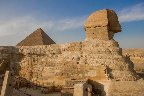 Sphinx Égyptien Dans Giza Contre Ciel — Photo