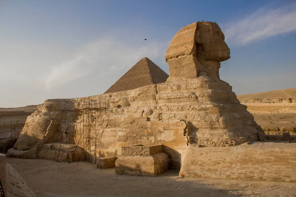 Sphinx Égyptien Dans Giza Contre Ciel — Photo