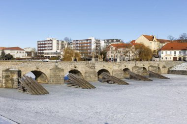yukarıda nehir otava, pisek, Çek Cumhuriyeti, Orta Avrupa'da en eski taş köprü