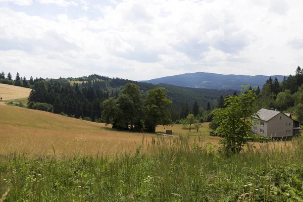 Clear Countryside from Beskydy, the beautiful Mountains in north east Bohemia, Czech Republic — Stock Photo, Image