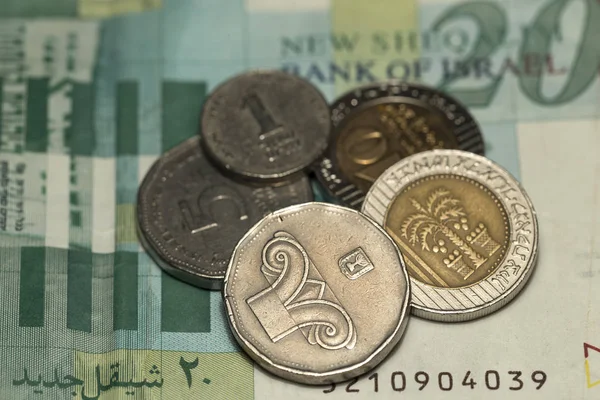 Israel sikel Bill och mynt i detalj — Stockfoto