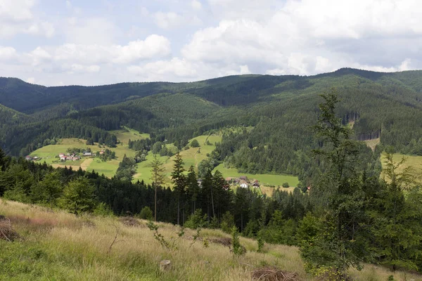 Clear green Countryside from the summer Mountains Beskydy in north east Bohemia, Czech Republic — Stock Photo, Image