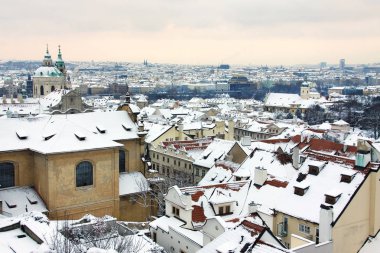 Noel romantik karlı Prague City, Çek Cumhuriyeti