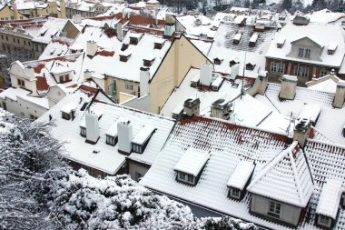 Noel romantik karlı Prague City, Çek Cumhuriyeti
