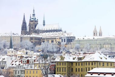 Noel romantik karlı Prague City, Çek Cumhuriyeti