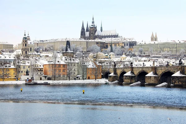 Christmas romantic snowy Prague City, Czech Republic — Stock Photo, Image