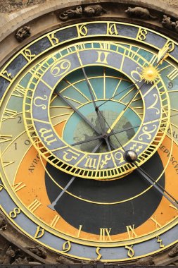 ayrıntı tarihi Ortaçağ astronomik saati Prag'da eski Belediye Binası, Çek Cumhuriyeti