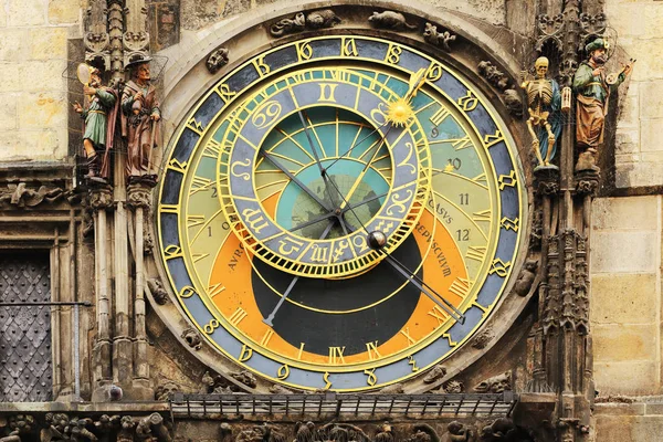 Деталь исторических средневековых астрономических часов в Праге на Старой Ратуше, Чехия — стоковое фото