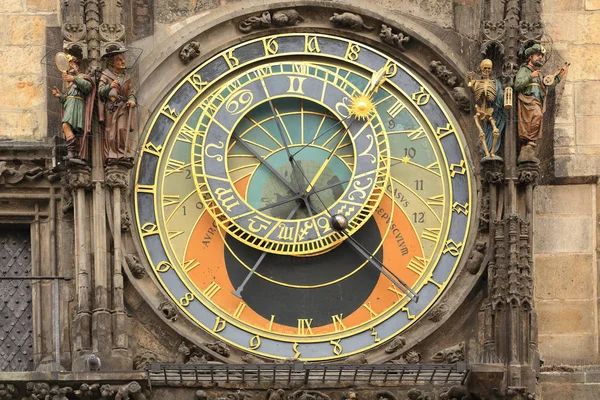 Detail der historischen mittelalterlichen astronomischen Uhr in Prag auf dem alten Rathaus, Tschechische Republik — Stockfoto
