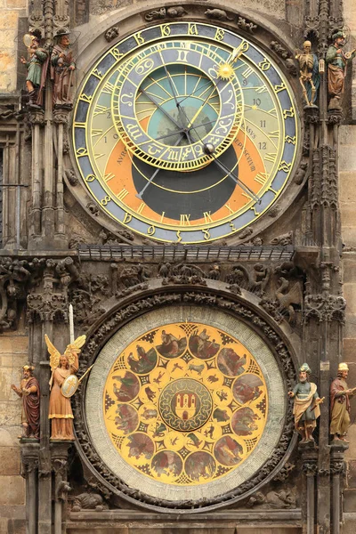 Detalle del histórico reloj astronómico medieval en Praga en el ayuntamiento de la Ciudad Vieja, República Checa —  Fotos de Stock