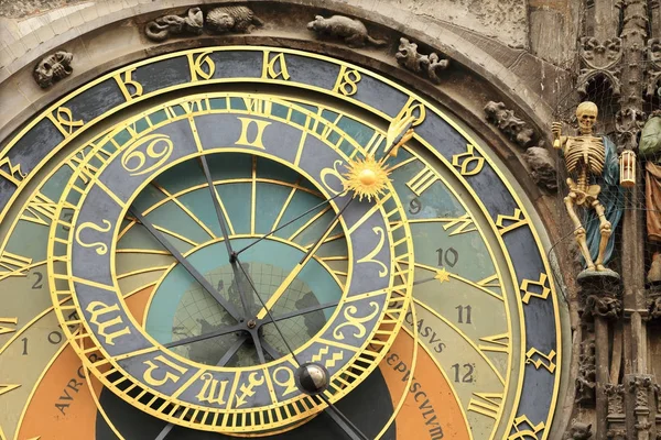 Detail of the historical medieval astronomical Clock in Prague on Old Town Hall , Czech Republic — Stock Photo, Image