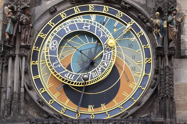 Detail der historischen mittelalterlichen astronomischen Uhr in Prag auf dem alten Rathaus, Tschechische Republik — Stockfoto