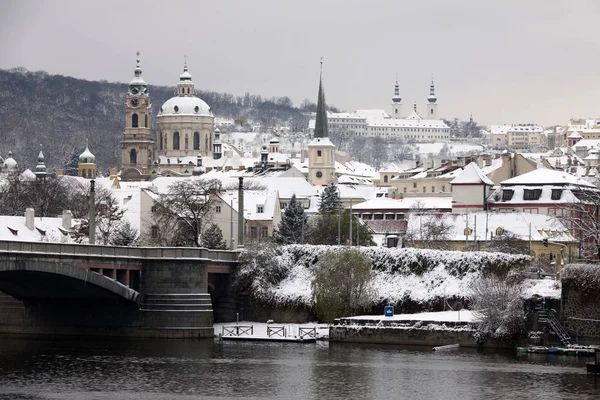 Vánoční Zasněžené Město Praha Česká Republika — Stock fotografie