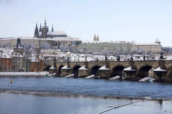 Noël Romantique Ville Enneigée Prague Avec Château Prague République Tchèque — Photo