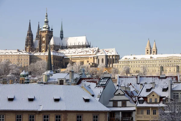 Romantic Christmas Snowy Prague City Prague Castle Czech Republic — Stock Photo, Image