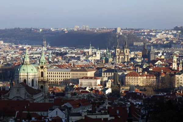 Zobrazit Zimní Prague City Svými Věžemi Česká Republika — Stock fotografie
