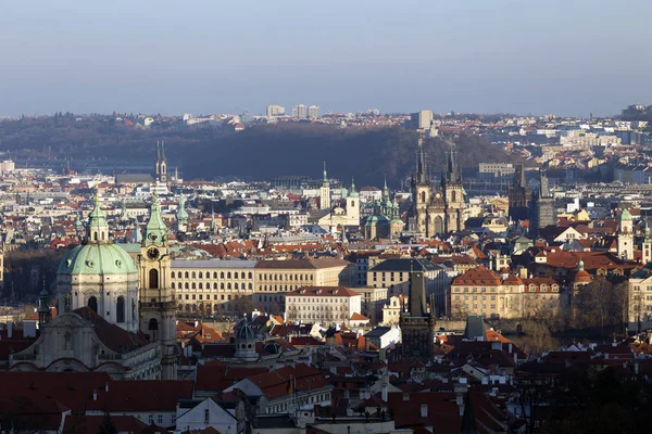 Zobrazit Zimní Prague City Svými Věžemi Česká Republika — Stock fotografie