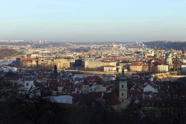 Vista Sull Inverno Praga City Con Sue Torri Repubblica Ceca — Foto Stock