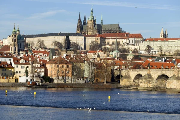 Vista Ciudad Praga Con Castillo Gótico República Checa — Foto de Stock