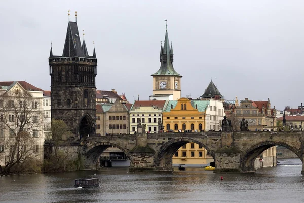 Visa Det Vintern Prague Old Town Ovanför Floden Moldau Tjeckien — Stockfoto