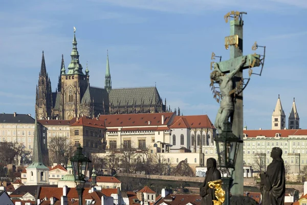 Vista Sobre Cidade Praga Com Castelo Gótico República Checa — Fotografia de Stock