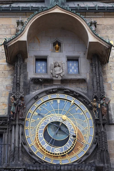 Λεπτομέρεια Από Αρχαίο Αστρονομικό Ρολόι Στην Πλατεία Της Παλιάς Πόλης — Φωτογραφία Αρχείου
