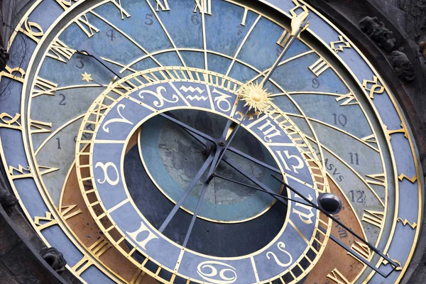 Détail Ancienne Horloge Astronomique Sur Place Vieille Ville Prague — Photo