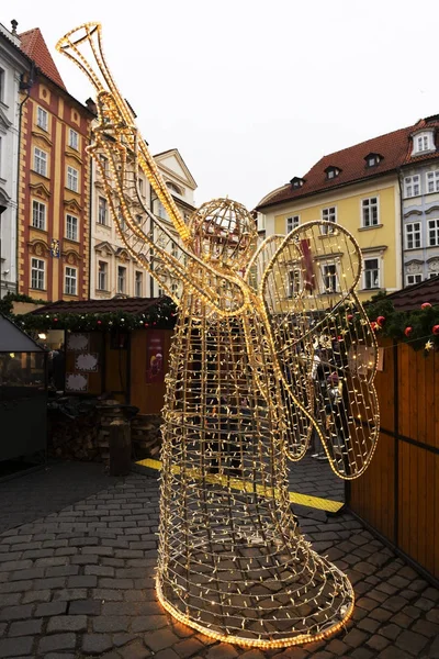 Ambiance Noël Sur Place Vieille Ville Prague République Tchèque — Photo