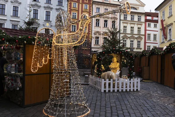 Ambiance Noël Sur Place Vieille Ville Prague République Tchèque — Photo