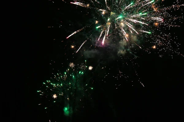 Das Feuerwerk Schwarzen Himmel Detail — Stockfoto