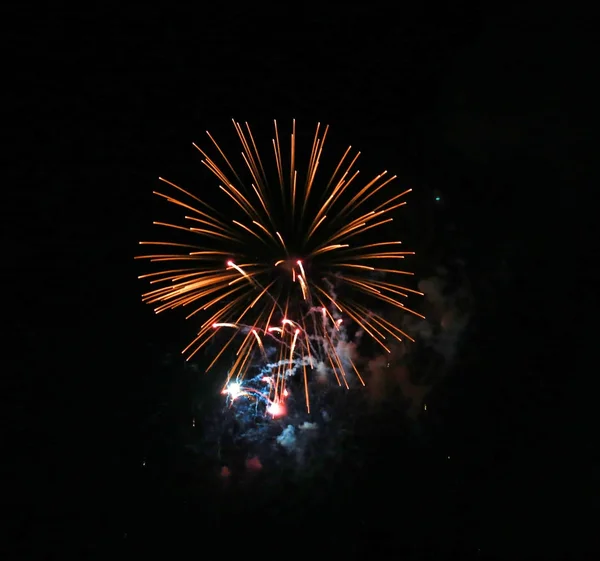 Das Feuerwerk Schwarzen Himmel Detail — Stockfoto