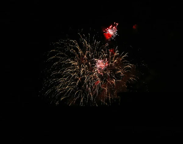 Das Feuerwerk Schwarzen Himmel Detail — Stockfoto
