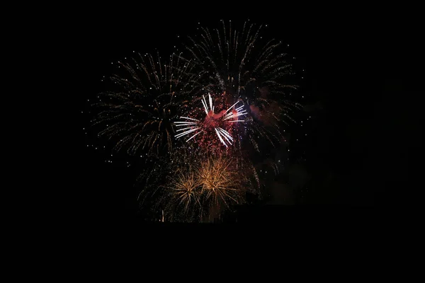 Das Feuerwerk Schwarzen Himmel Detail — Stockfoto