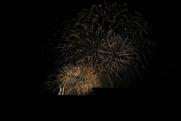 Fogo Artifício Céu Negro Detalhe — Fotografia de Stock