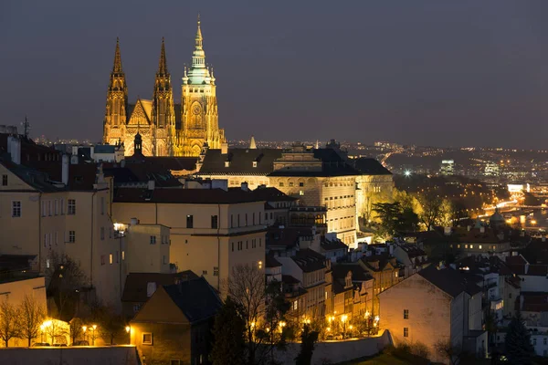 Noc Zabytkowego Centre Praga — Zdjęcie stockowe